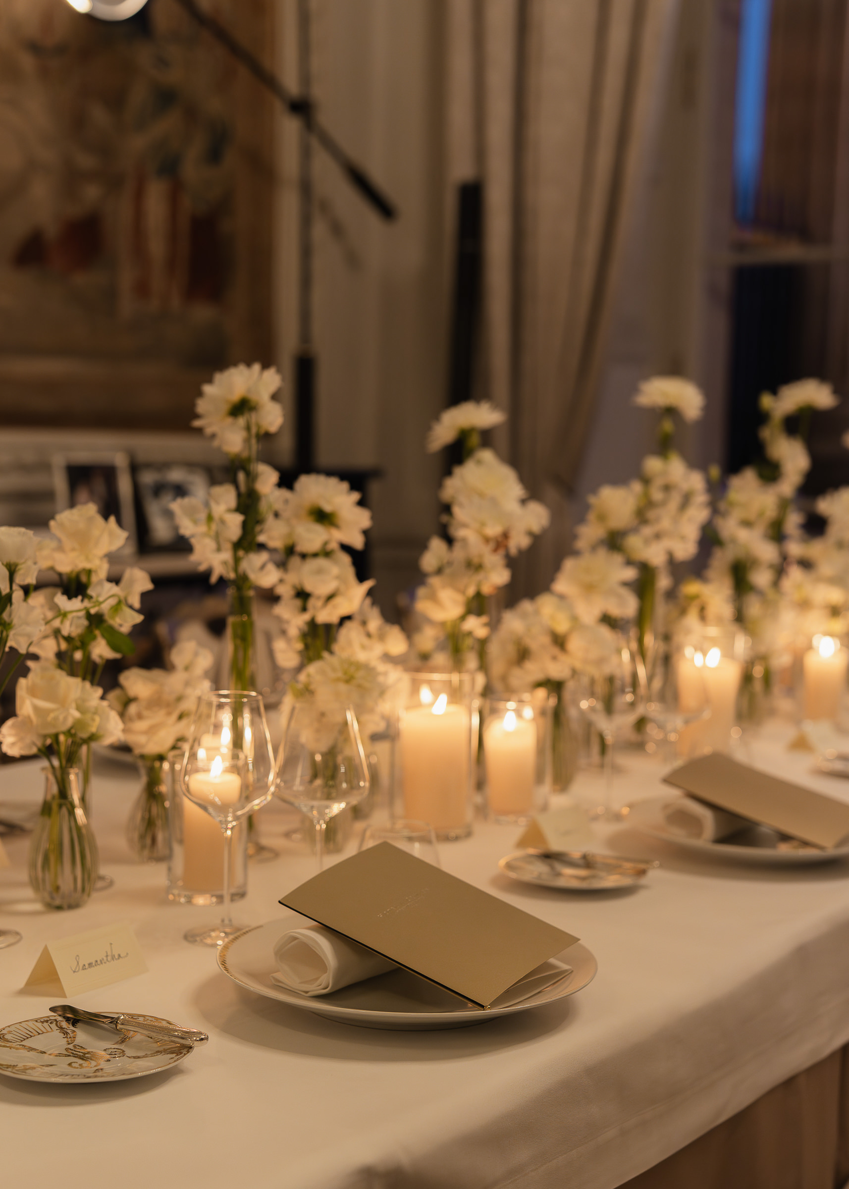 Elegant tablescape with cream accents at Hôtel de Crillon France wedding