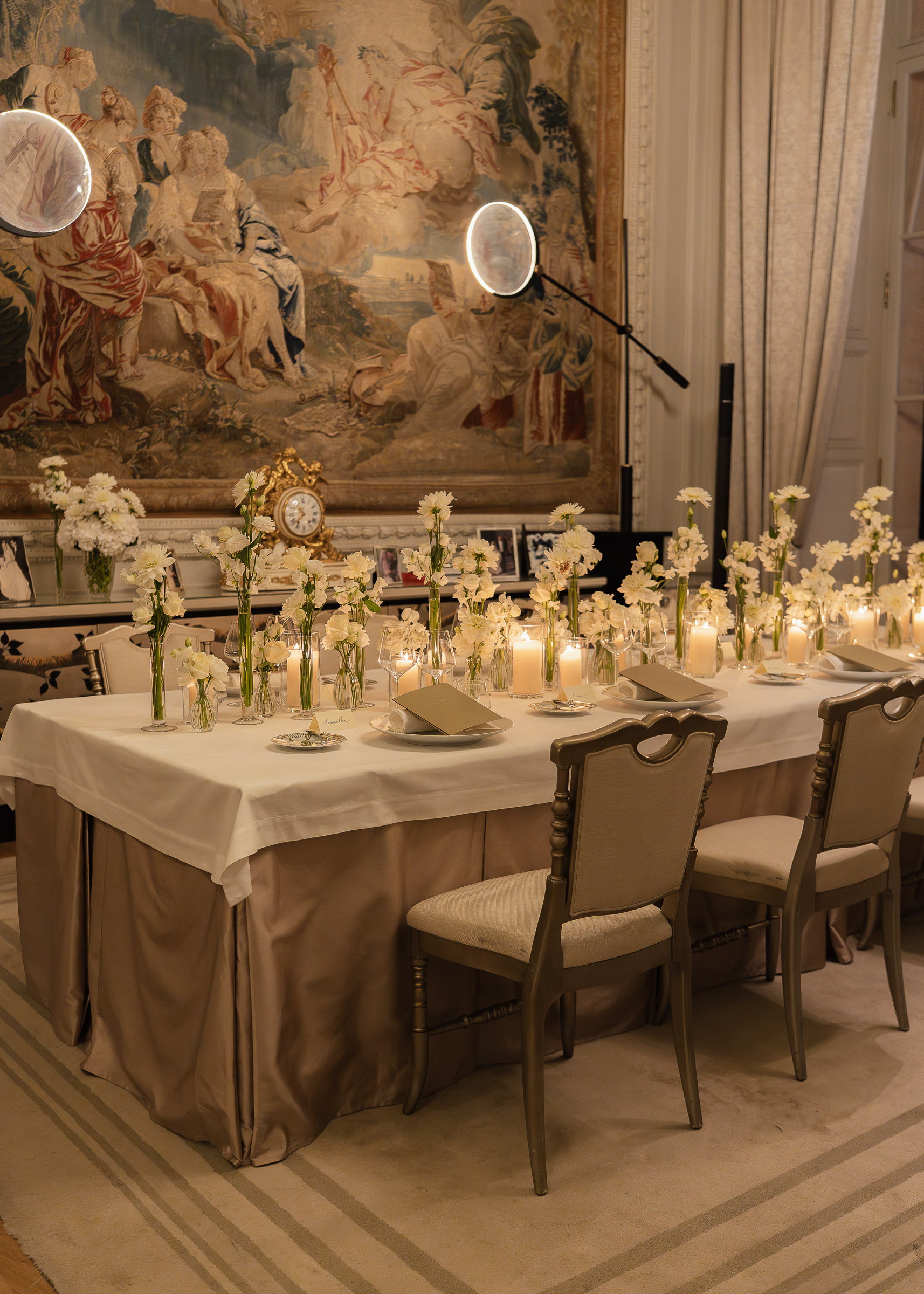 Elegant tablescape with cream accents at Hôtel de Crillon France wedding