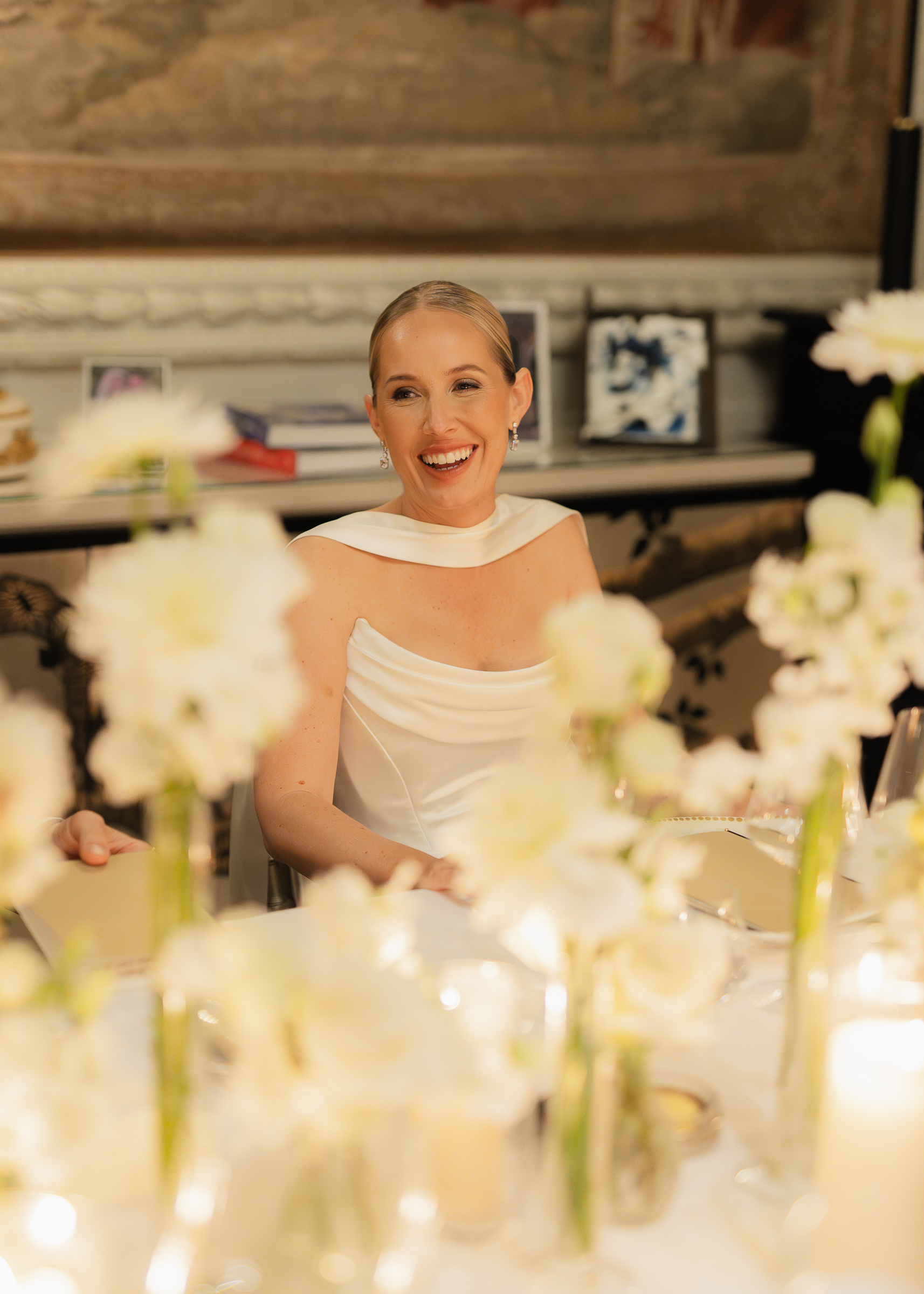 Candlelit reception dinner at Hôtel de Crillon luxury wedding in Paris