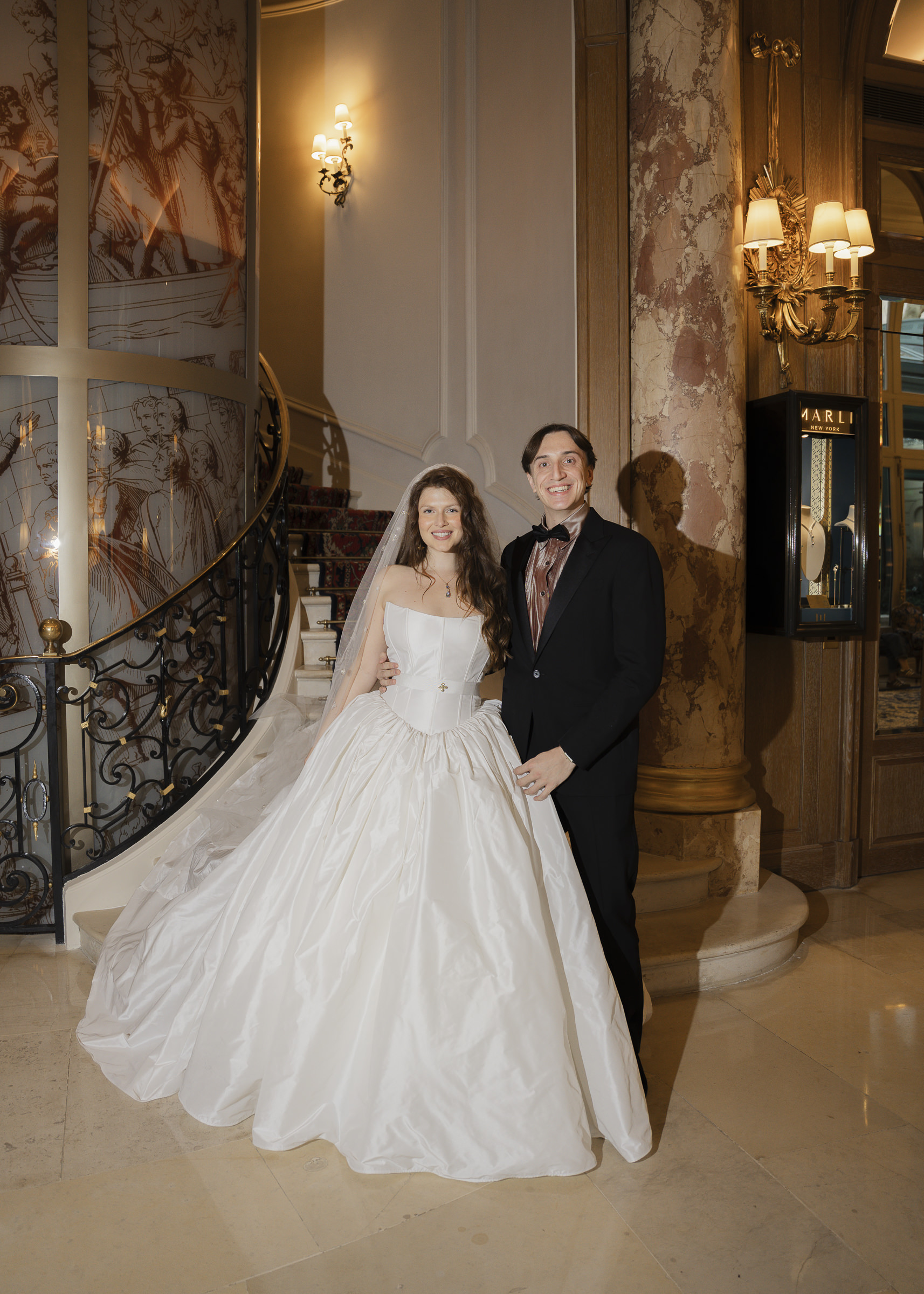 First look portraits during an intimate autumn wedding in Paris