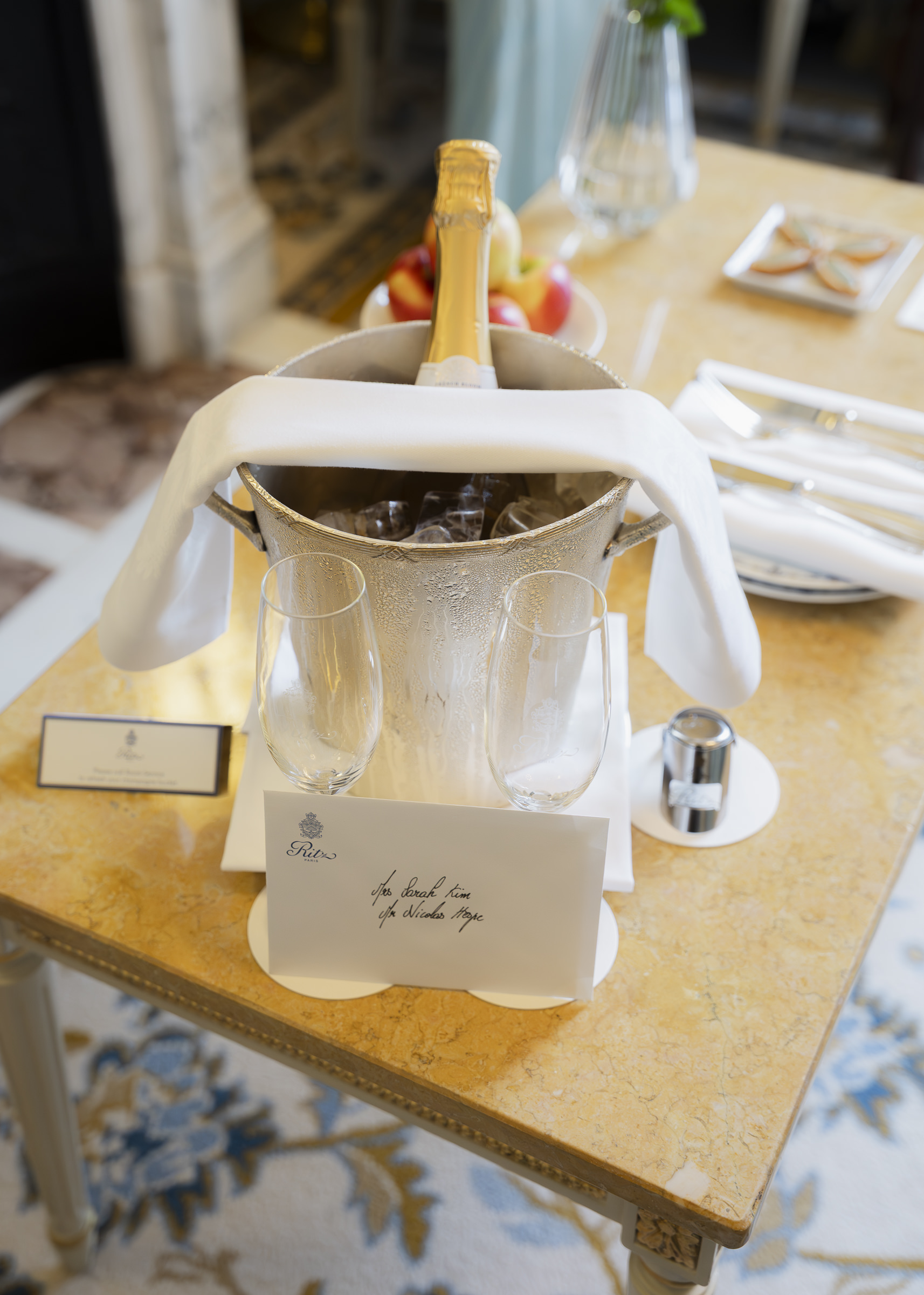 wedding room suite details for an intimate Paris celebration