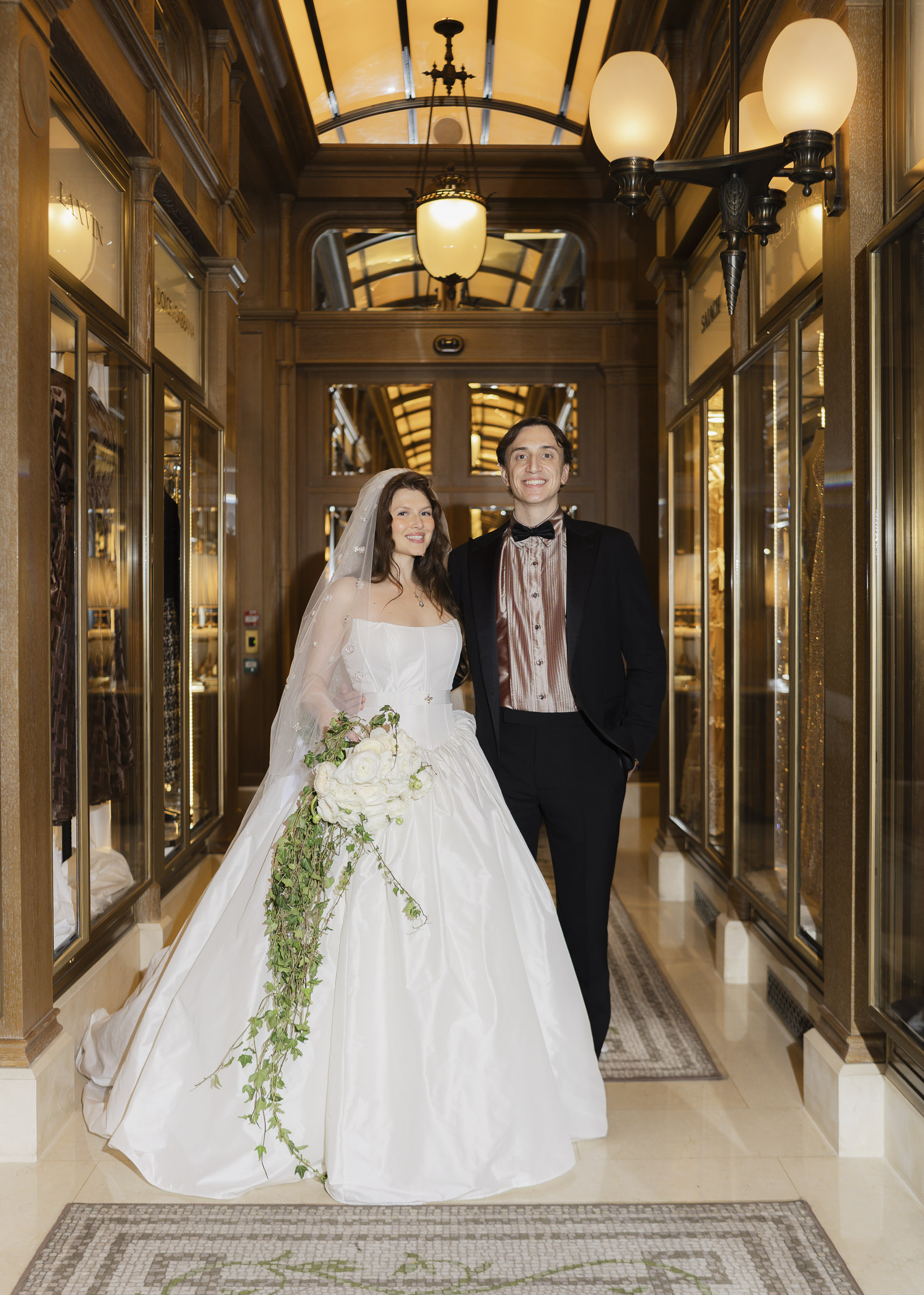 Editorial-style wedding portraits of the couple in Paris