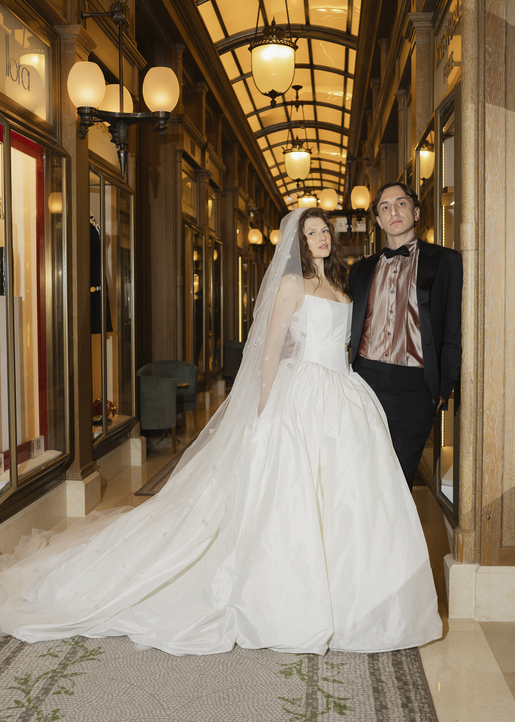Editorial-style wedding portraits of the couple in Paris