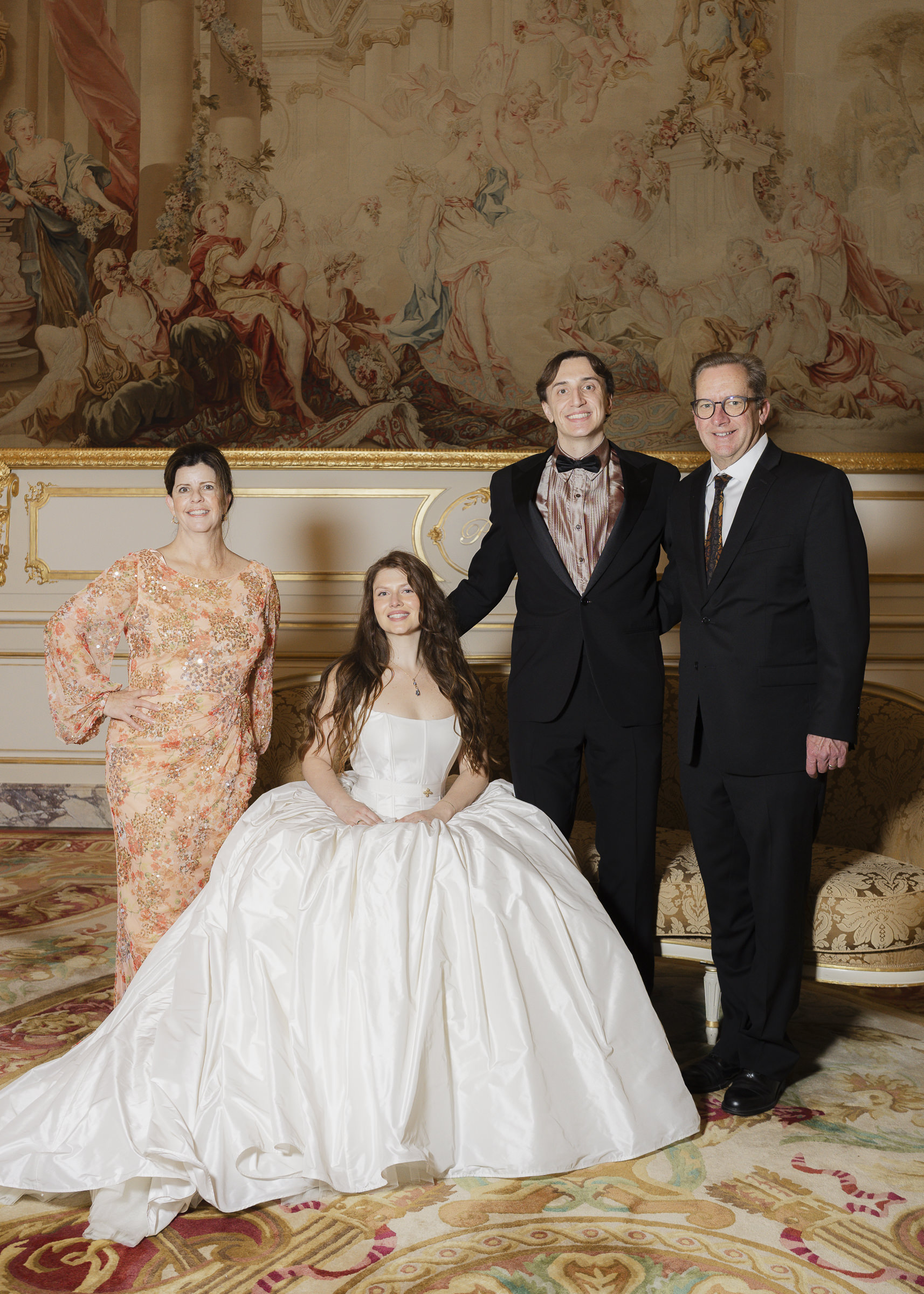 Family and friends gathered for portraits at an intimate Paris wedding