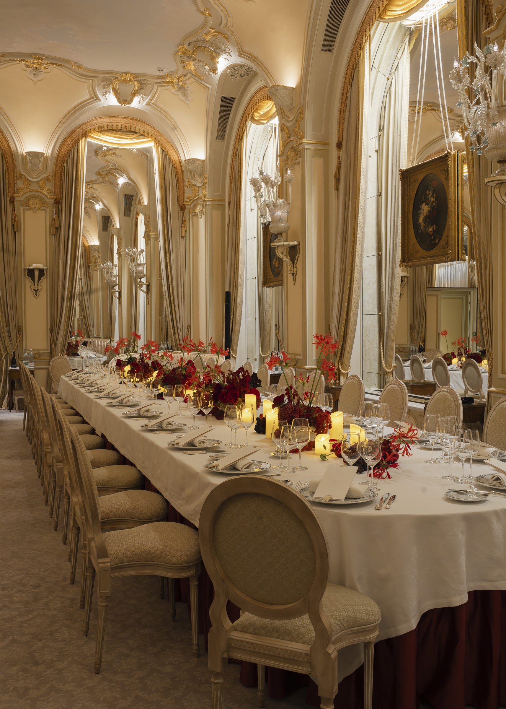 Warm autumn table styling in the Ritz Paris Marie-Louise Room