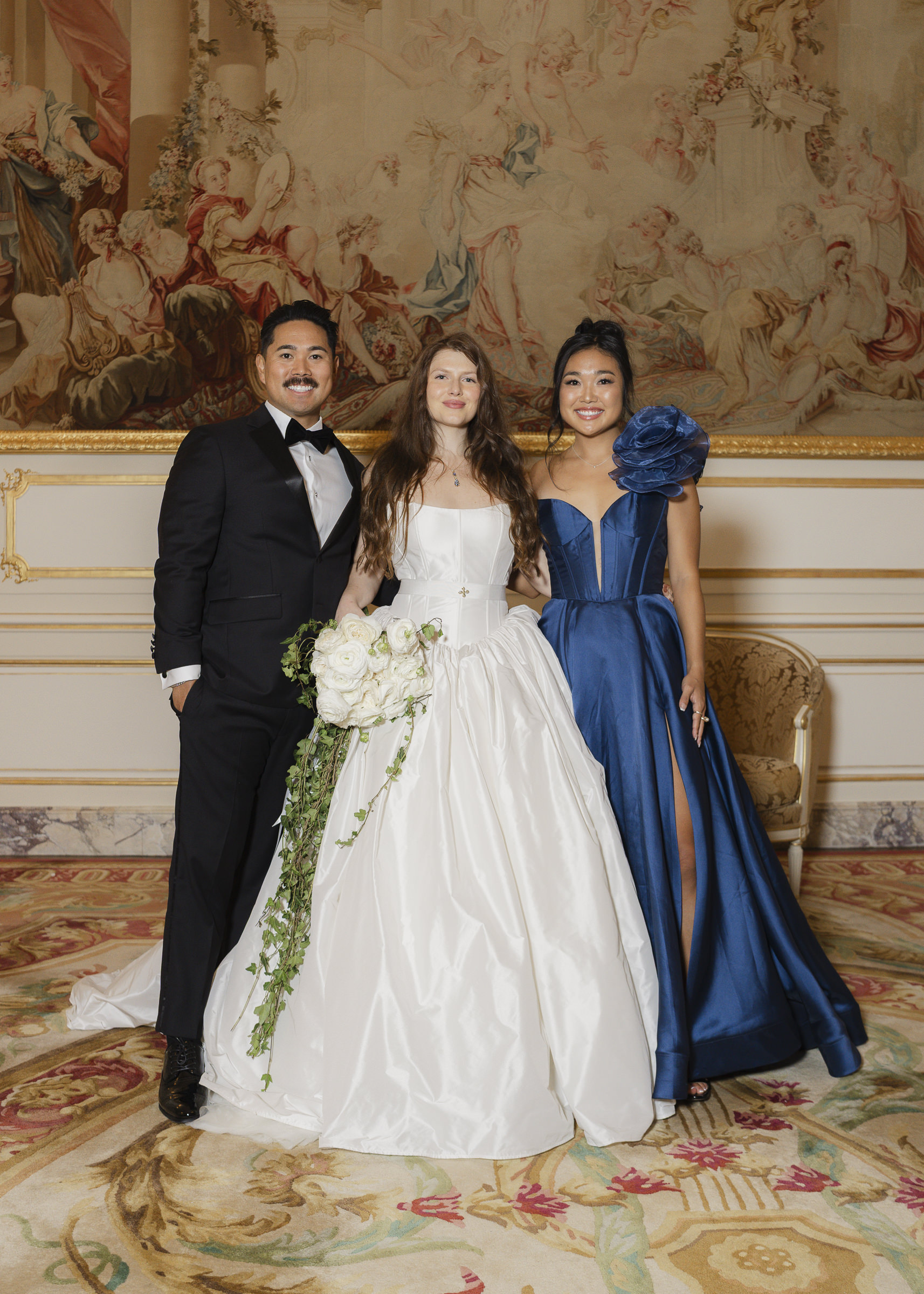Group wedding portraits with family at the Ritz Paris