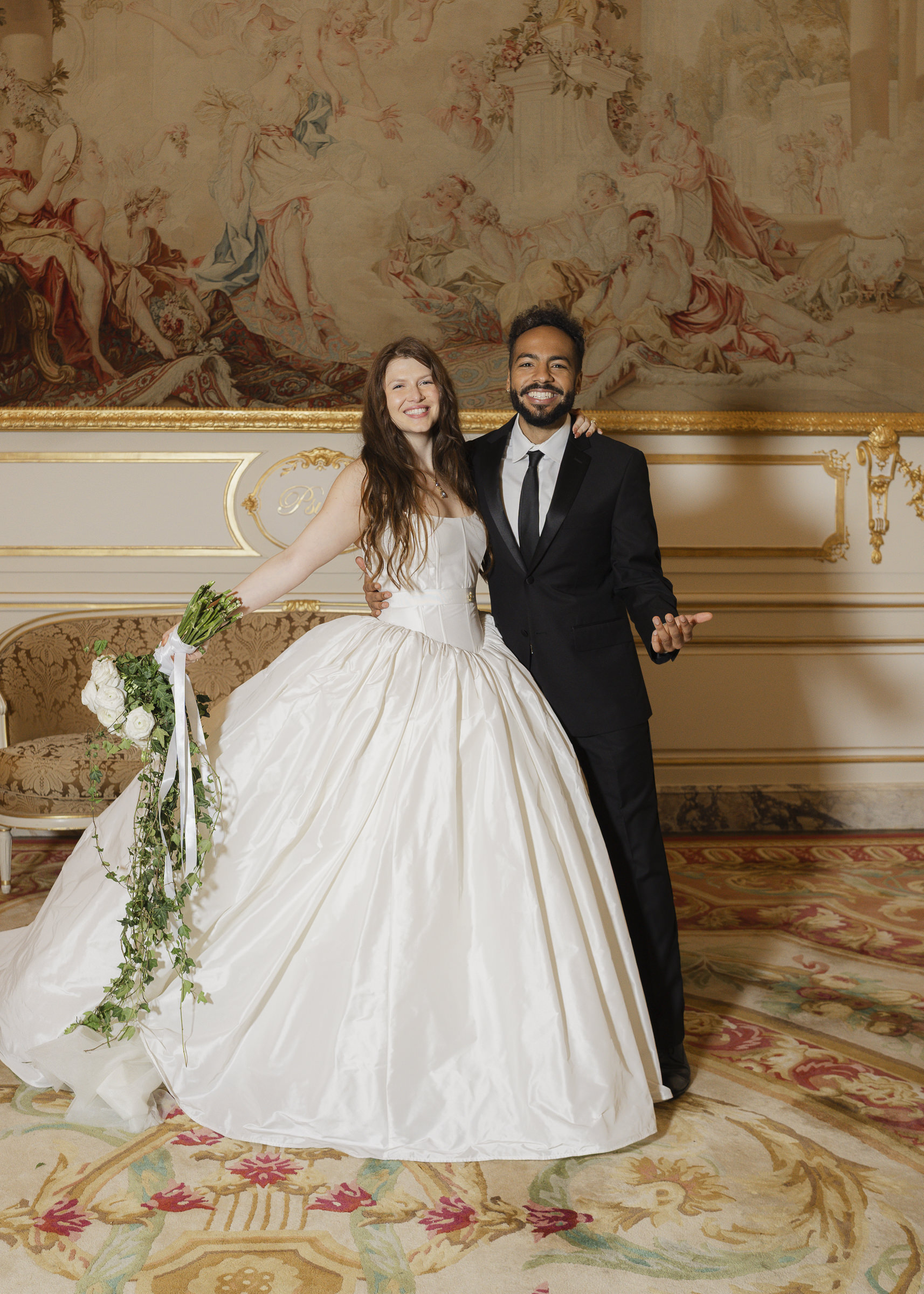 Family and friends gathered for portraits at an intimate Paris wedding