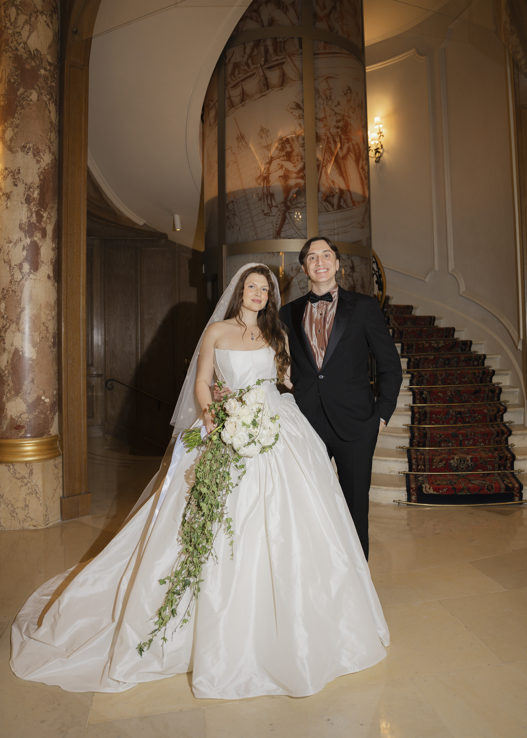 First look portraits during an intimate autumn wedding in Paris