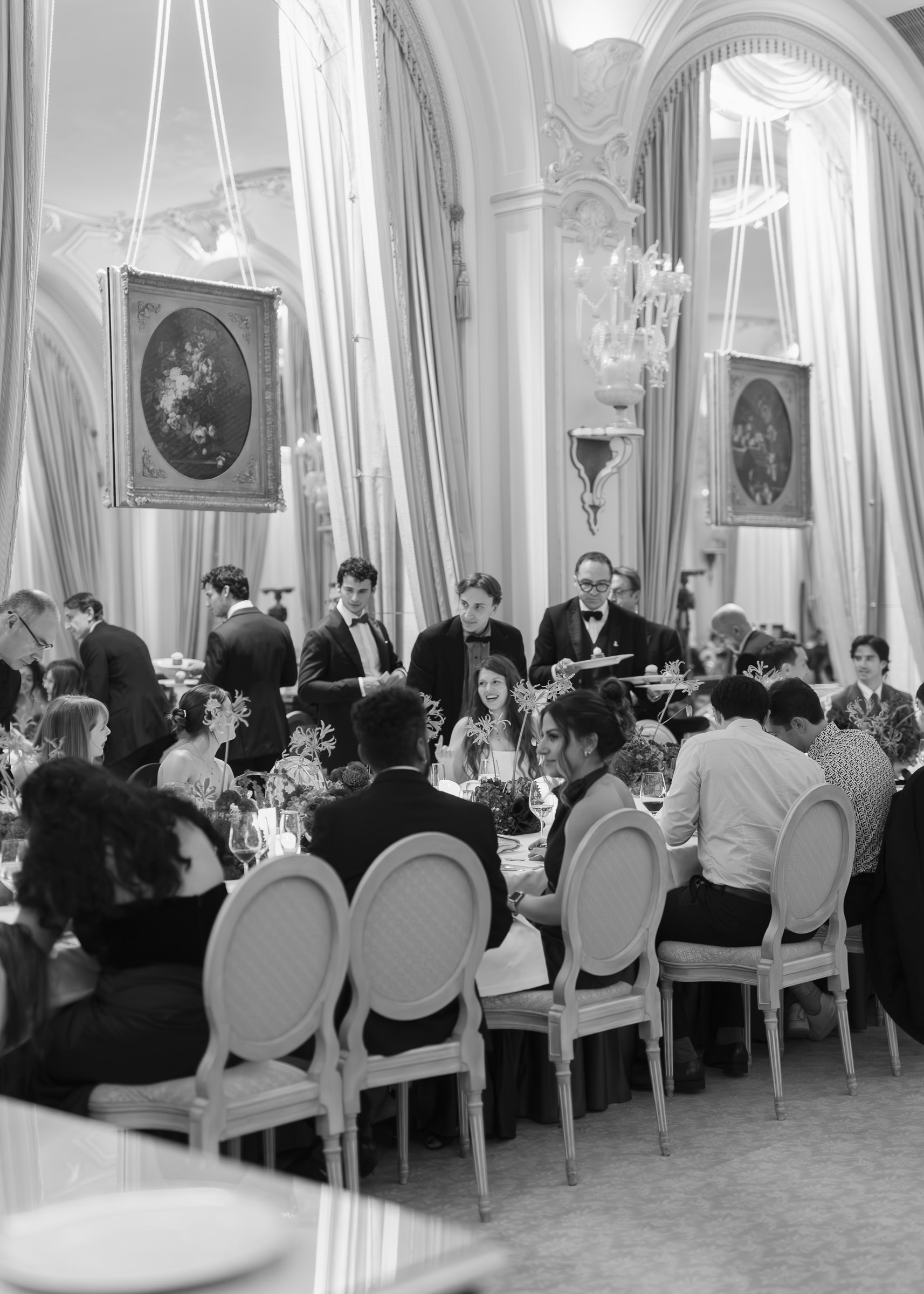 Elegant autumn wedding dinner decor in the Marie-Louise Room at the Ritz Paris