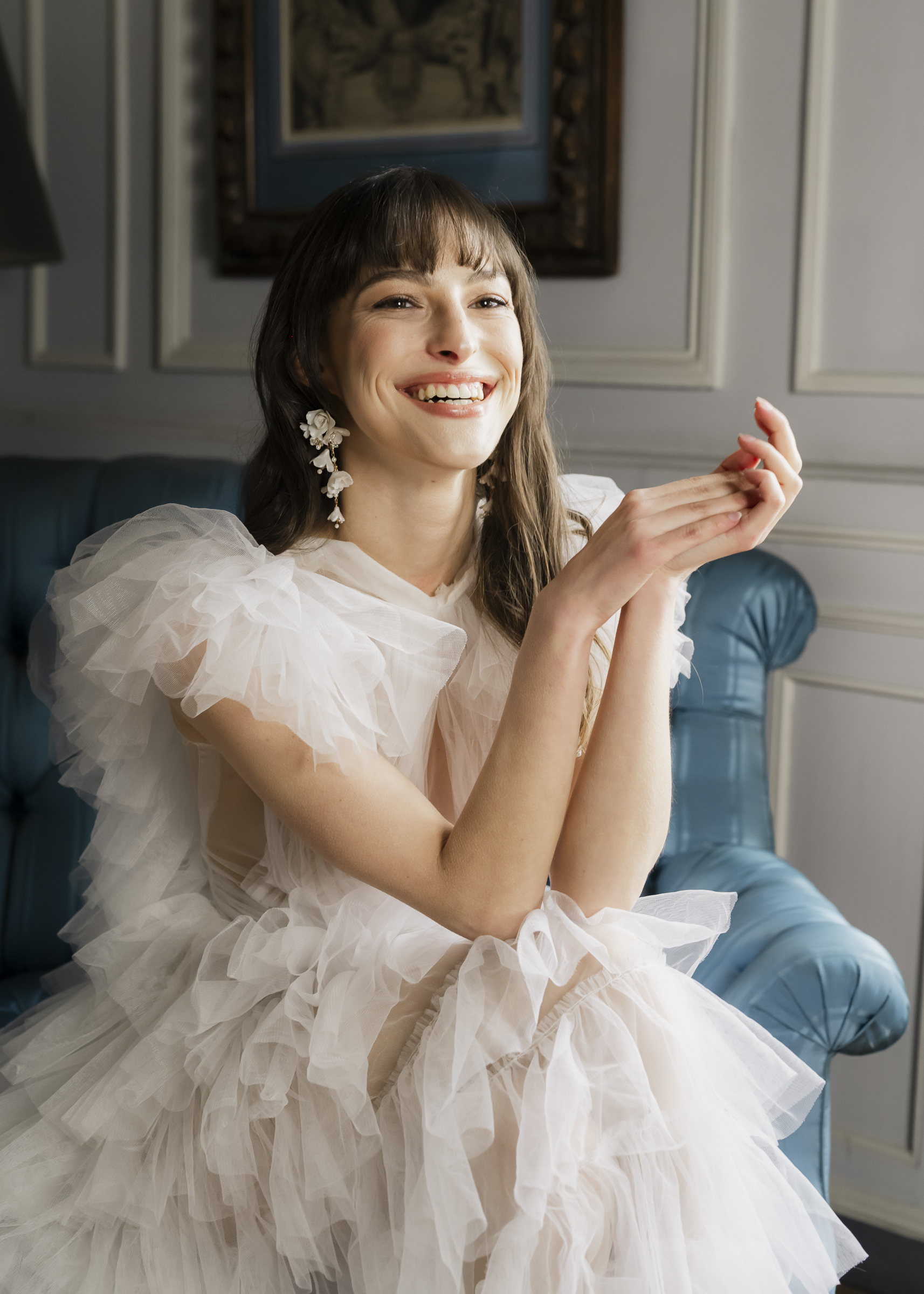 Bride portrait after getting ready for her luxury wedding at Château de Vaux-le-Vicomte