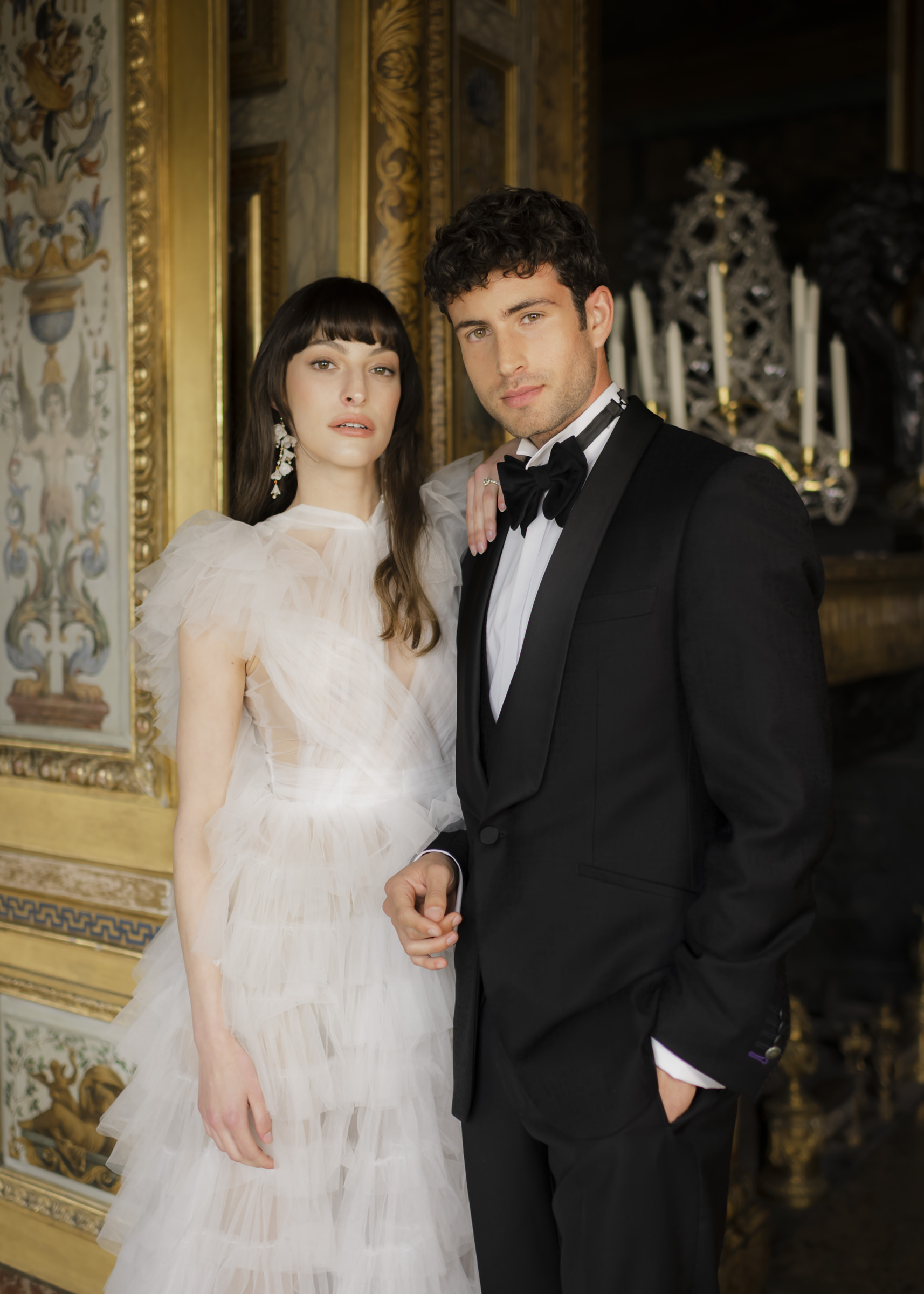 Bold, fashion-led wedding portrait inside Château de Vaux-le-Vicomte