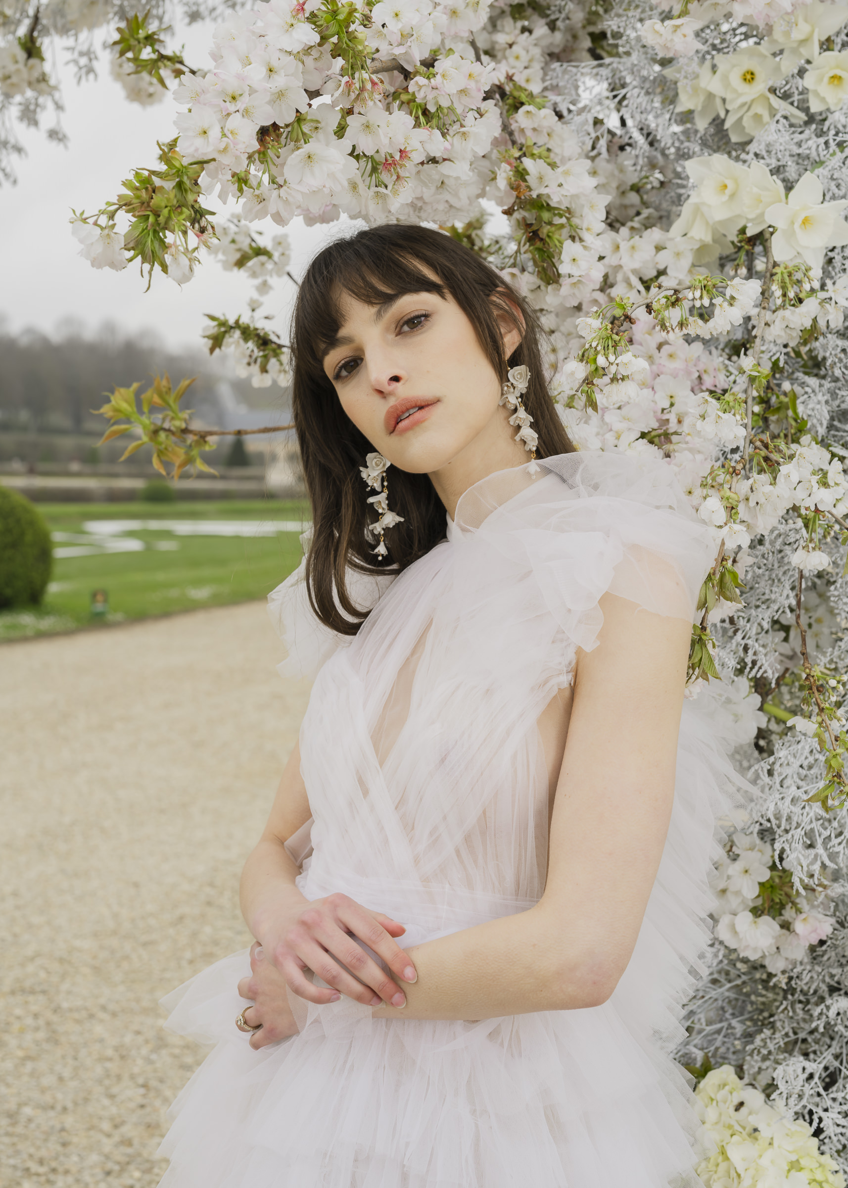 High-fashion bride portrait styling inspired by Parisian couture