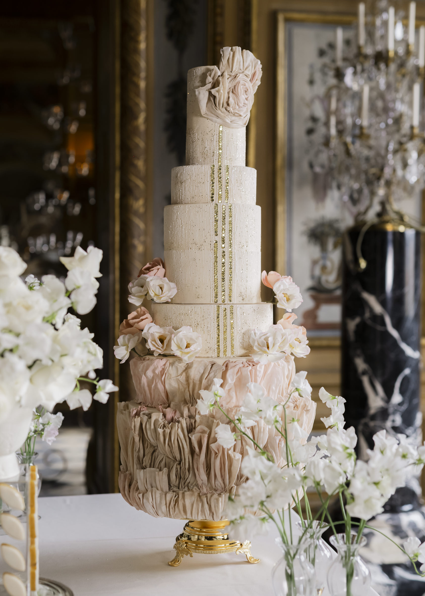 Luxury wedding cake inspired by classic French luxury