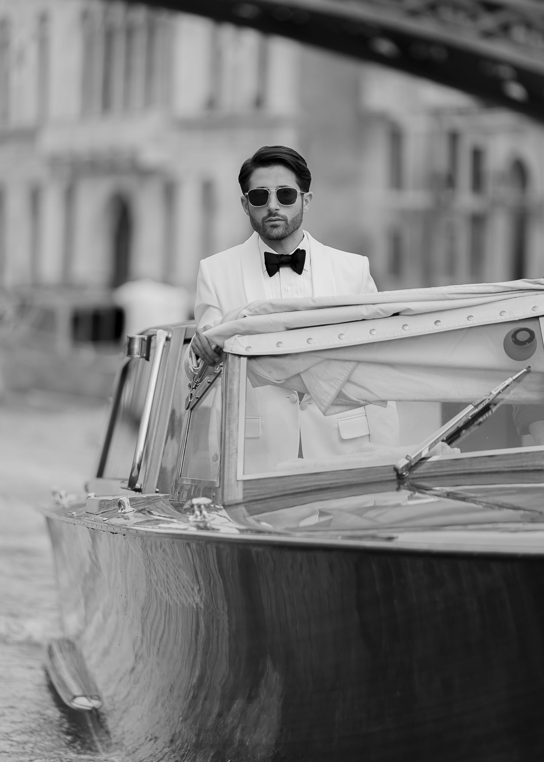 Guest of honour arriving by boat on the Grand Canal in Venice