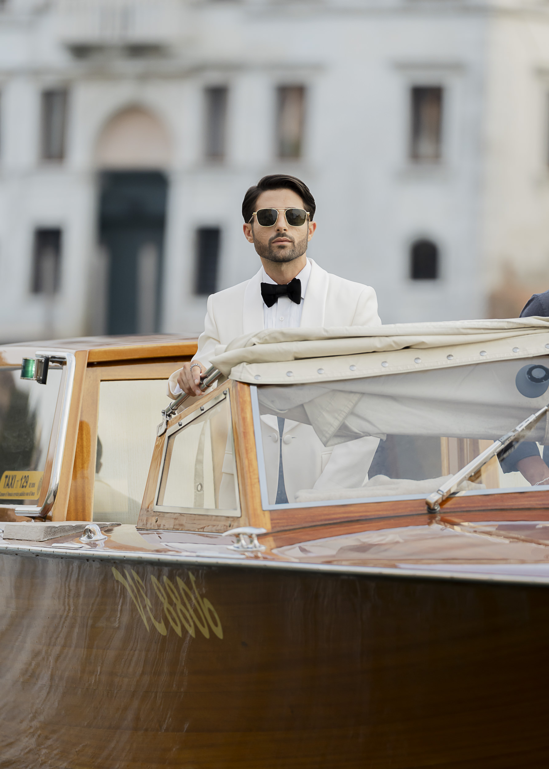 Guest of honour arriving by boat along the Grand Canal in Venice