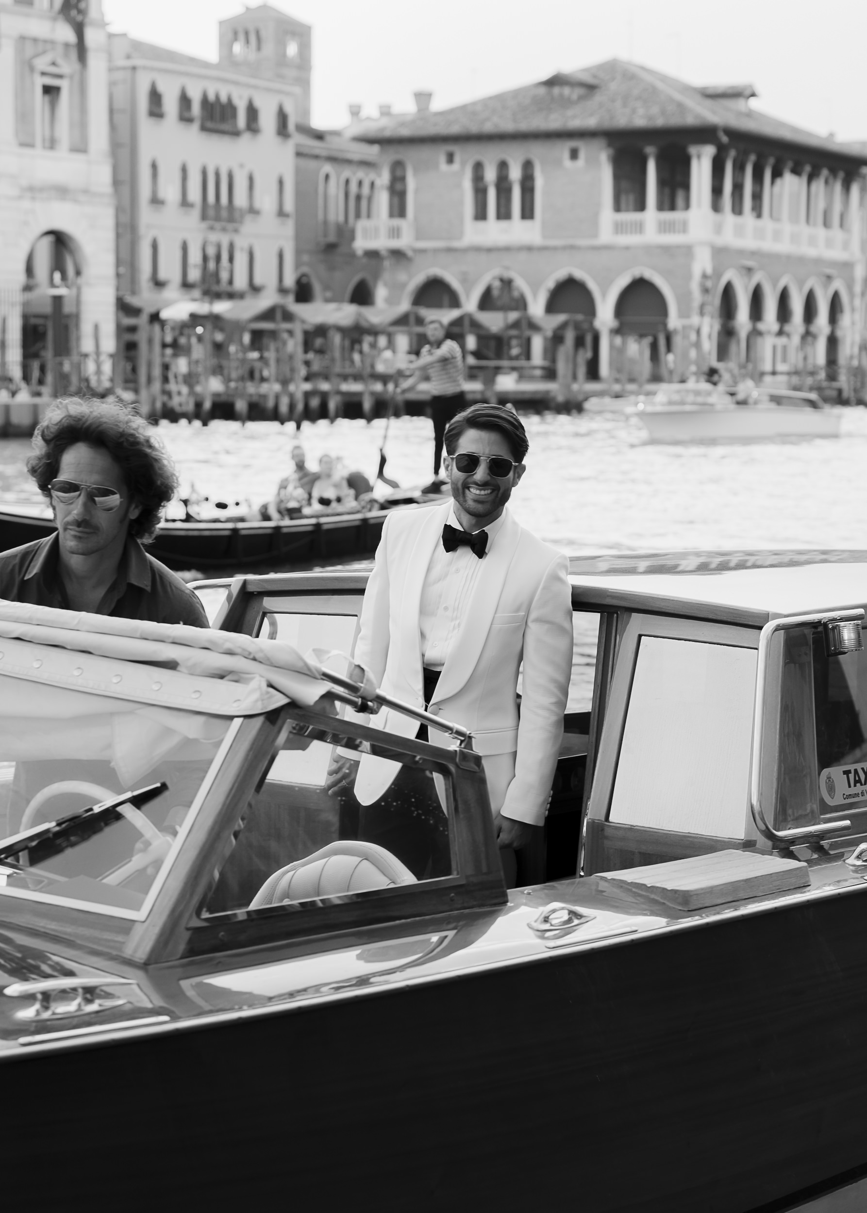 Guest of honour arriving by boat along the Grand Canal in Venice