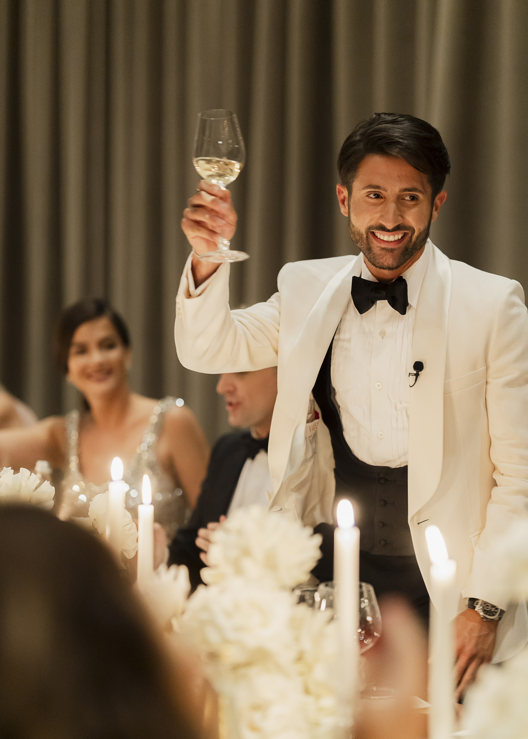 Guest of honour giving a speech during a private evening in Venice