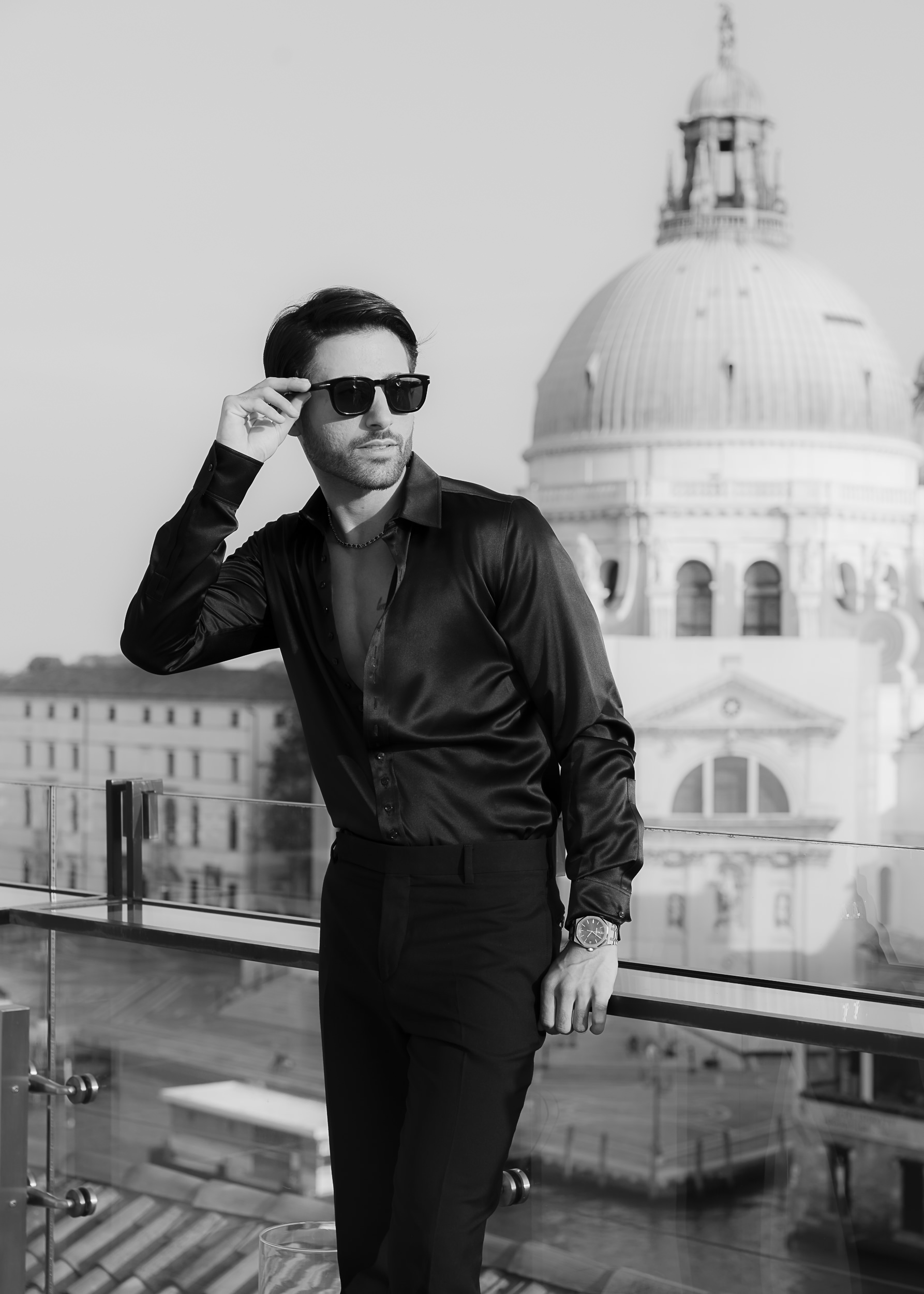 Guest of honour on the rooftop with Basilica di Santa Maria della Salute in the background